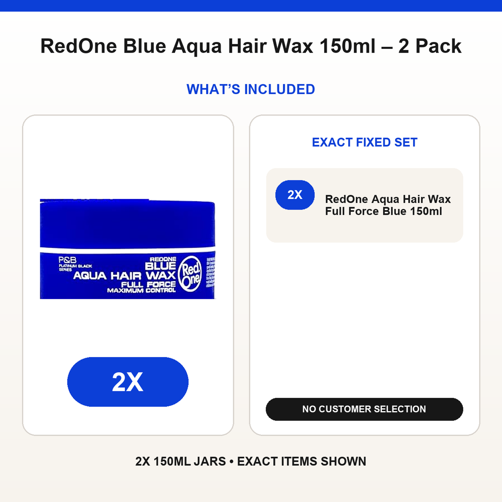 RedOne Blue Aqua Hair Wax 2 Pack showing two matching 150ml jars