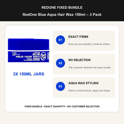 RedOne Blue Aqua Hair Wax 150ml – 3 Pack fixed no-selection bundle details and styling guide
