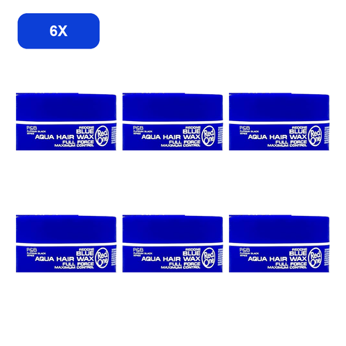 RedOne Blue Aqua Hair Wax 150ml – 6 Pack showing all 6 exact RedOne 150ml wax jars on white background