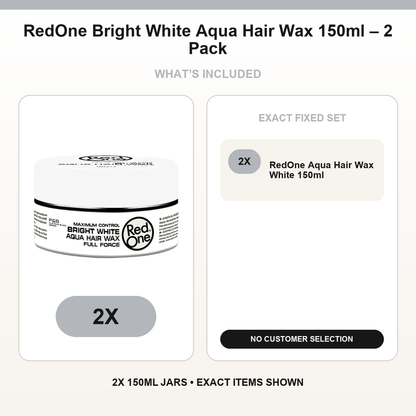 RedOne Bright White Aqua Hair Wax 150ml – 2 Pack fixed bundle contents and exact quantities