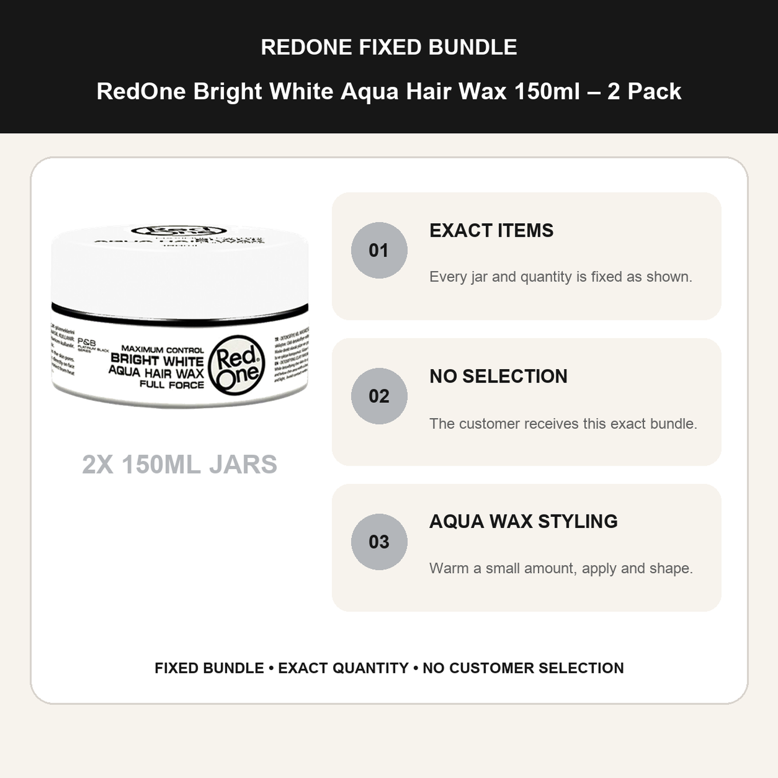 RedOne Bright White Aqua Hair Wax 150ml – 2 Pack fixed no-selection bundle details and styling guide