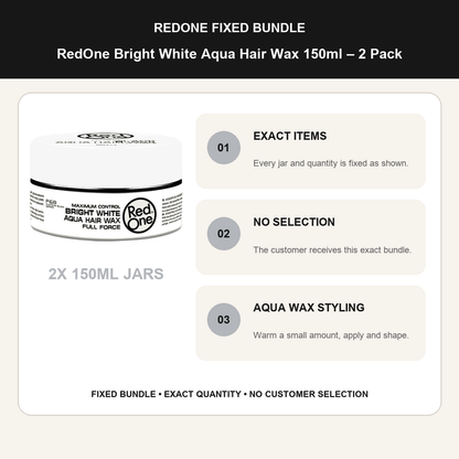RedOne Bright White Aqua Hair Wax 150ml – 2 Pack fixed no-selection bundle details and styling guide
