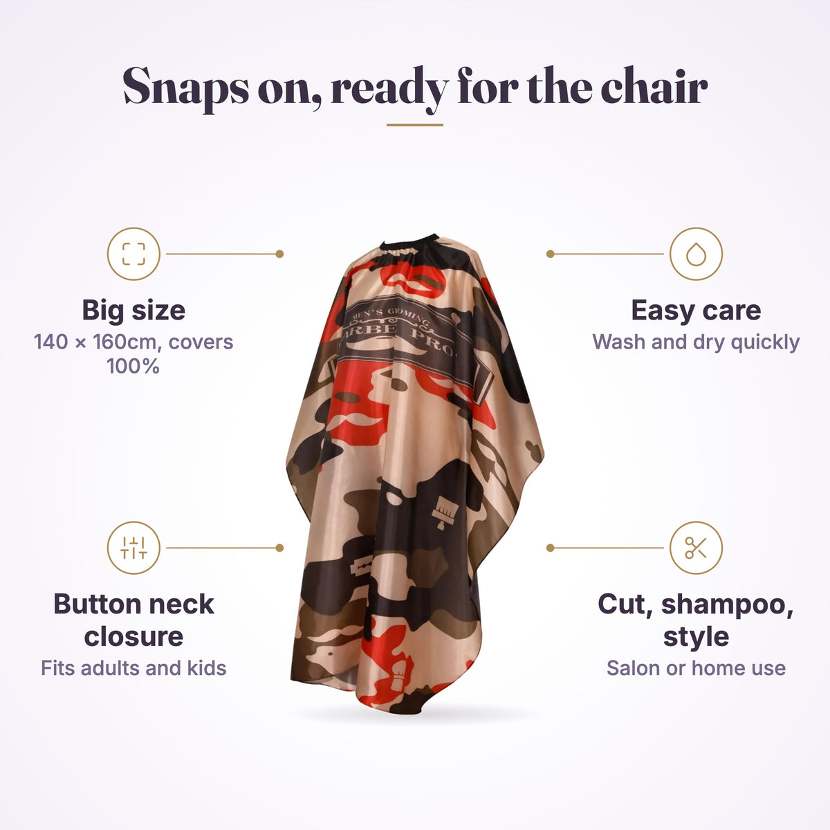 RedOne cape "Snaps on, ready for the chair" graphic