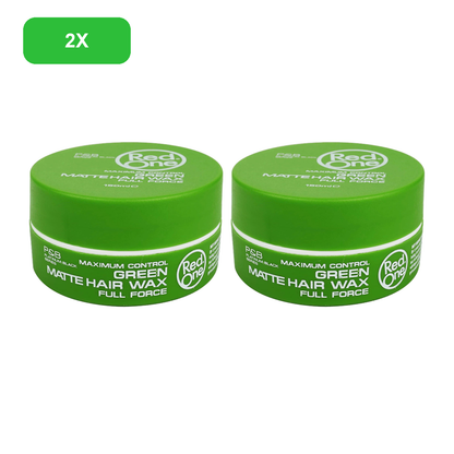 Two RedOne Green Matte Hair Wax 150ml jars on a white background
