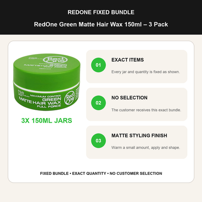 RedOne Green Matte Hair Wax 150ml – 3 Pack fixed no-selection bundle details and styling guide
