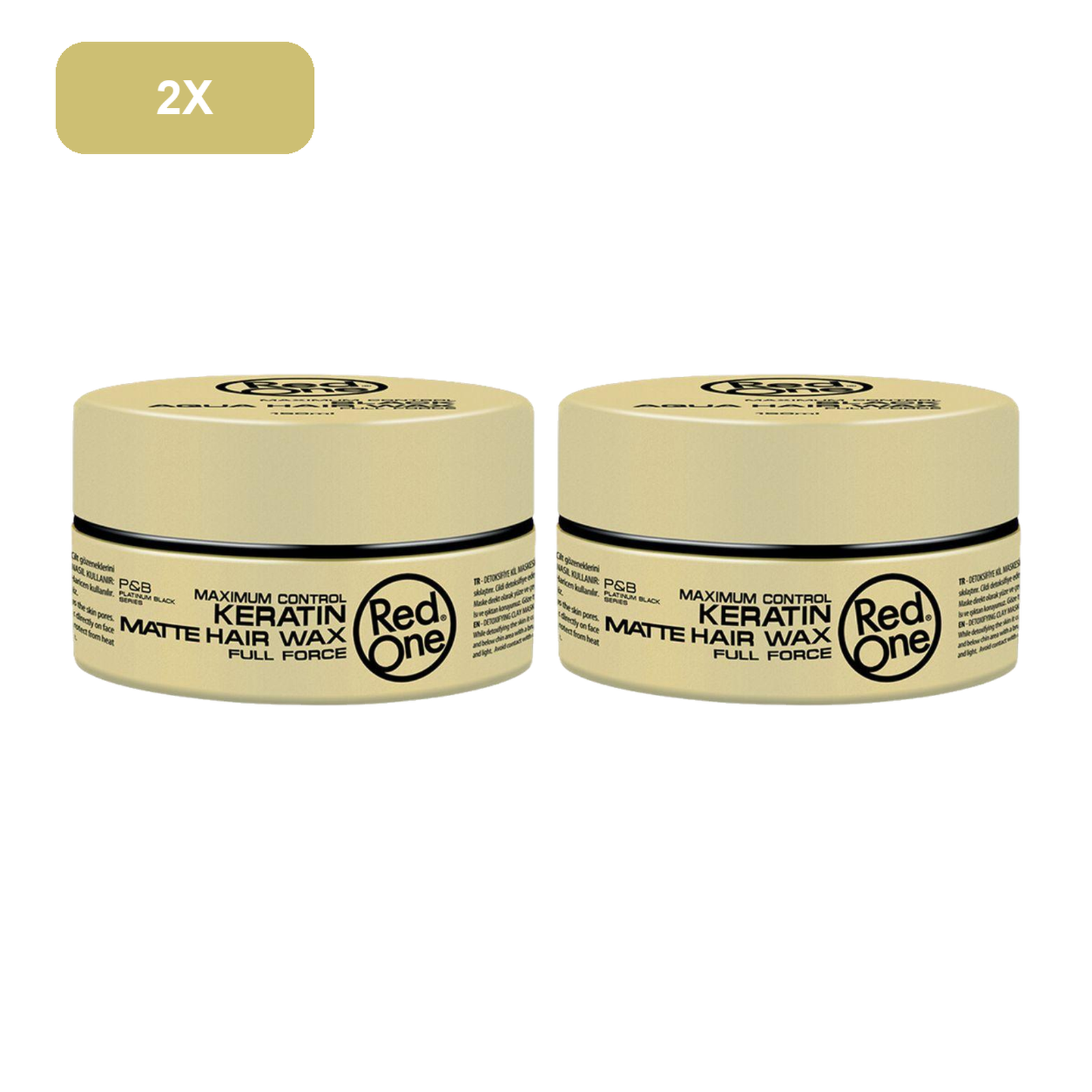 RedOne Keratin Matte Hair Wax 150ml – 2 Pack showing all 2 exact RedOne 150ml wax jars on white background