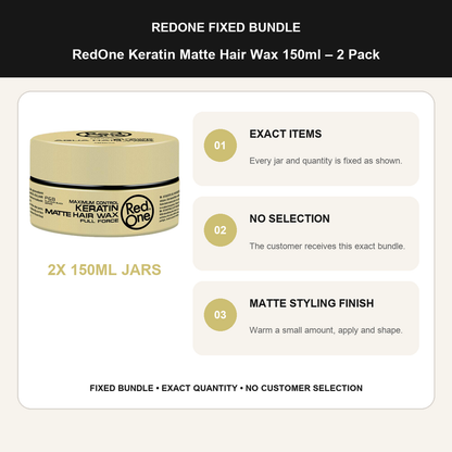 RedOne Keratin Matte Hair Wax 150ml – 2 Pack fixed no-selection bundle details and styling guide