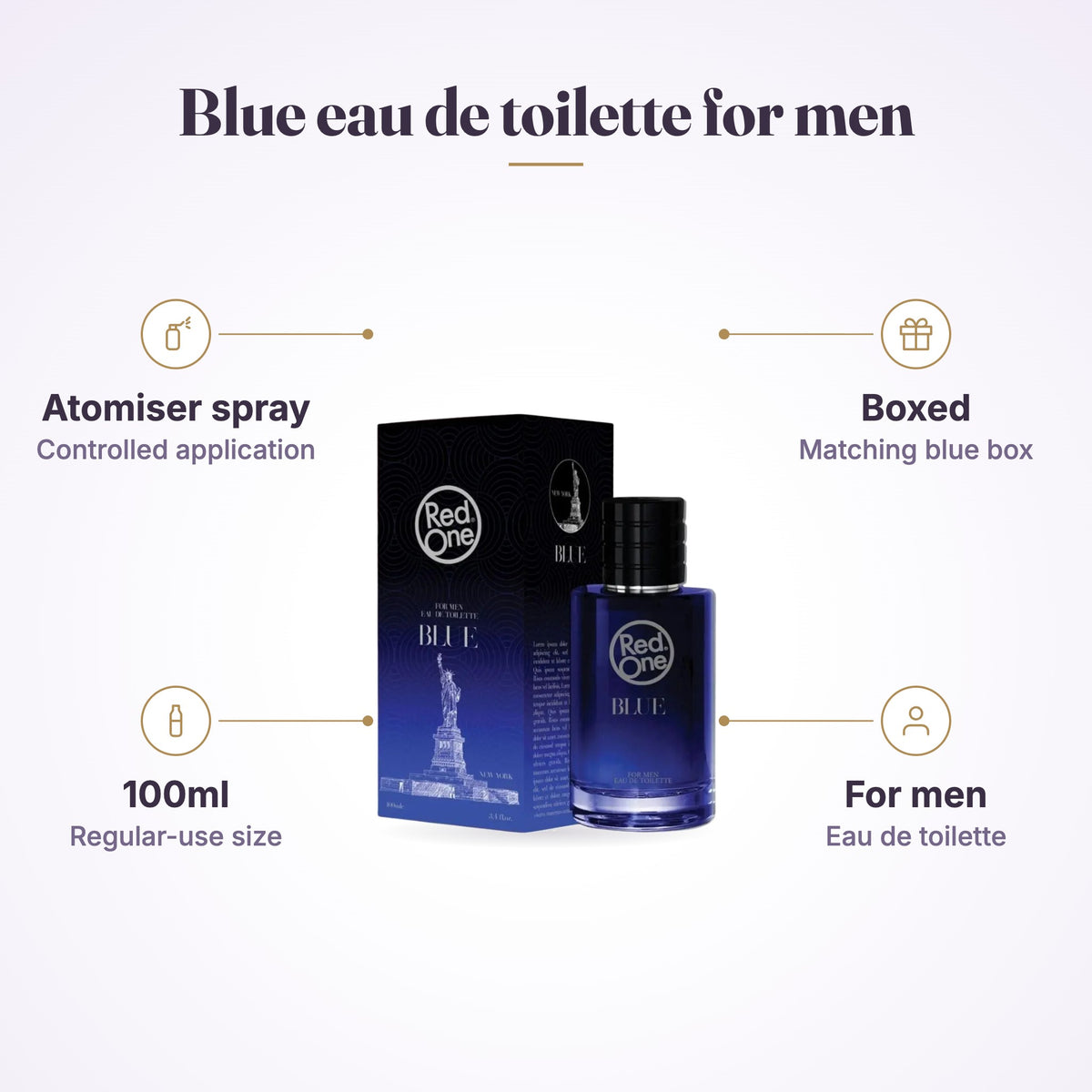RedOne Blue Eau de Toilette for Men 100ml: atomiser spray, boxed, 100ml, for men