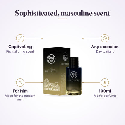 RedOne Mens Perfume Brunette 100ml features infographic