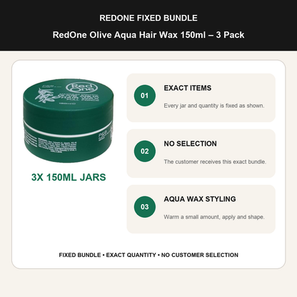 RedOne Olive Aqua Hair Wax 150ml – 3 Pack fixed no-selection bundle details and styling guide