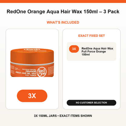 RedOne Orange Aqua Hair Wax 150ml – 3 Pack fixed bundle contents and exact quantities