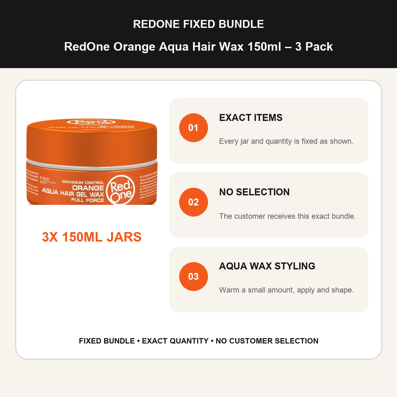 RedOne Orange Aqua Hair Wax 150ml – 3 Pack fixed no-selection bundle details and styling guide