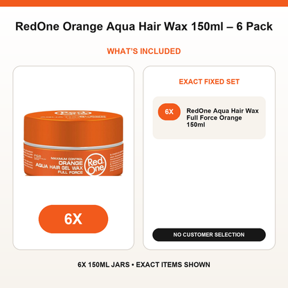 RedOne Orange Aqua Hair Wax 150ml – 6 Pack fixed bundle contents and exact quantities