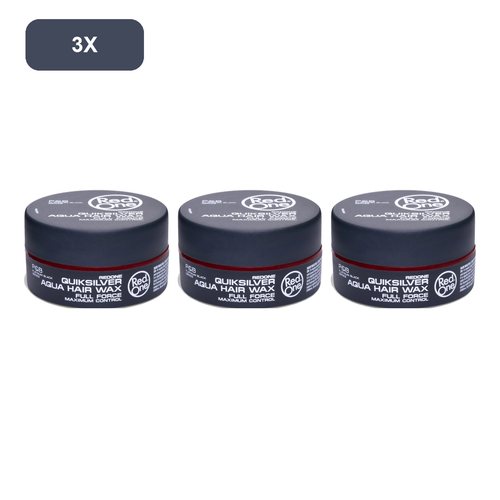RedOne Quiksilver Aqua Hair Wax 150ml – 3 Pack showing all 3 exact RedOne 150ml wax jars on white background