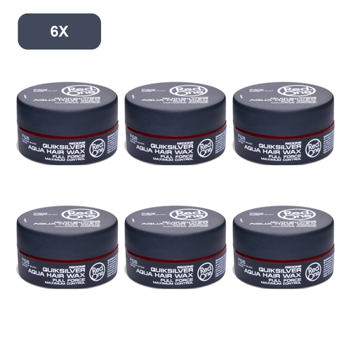 RedOne Quiksilver Aqua Hair Wax 150ml – 6 Pack showing all 6 exact RedOne 150ml wax jars on white background