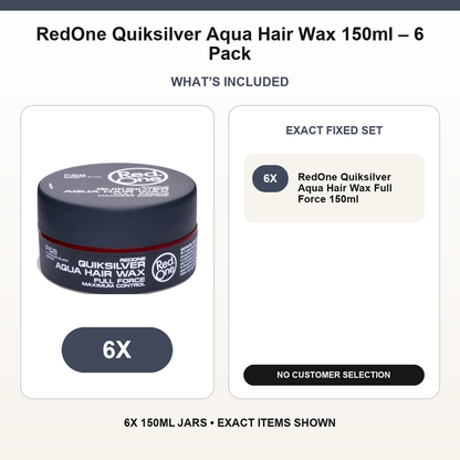 RedOne Quiksilver Aqua Hair Wax 150ml – 6 Pack fixed bundle contents and exact quantities