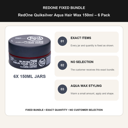 RedOne Quiksilver Aqua Hair Wax 150ml – 6 Pack fixed no-selection bundle details and styling guide