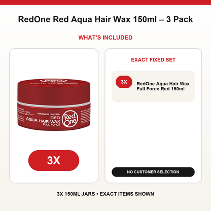 RedOne Red Aqua Hair Wax 150ml – 3 Pack fixed bundle contents and exact quantities