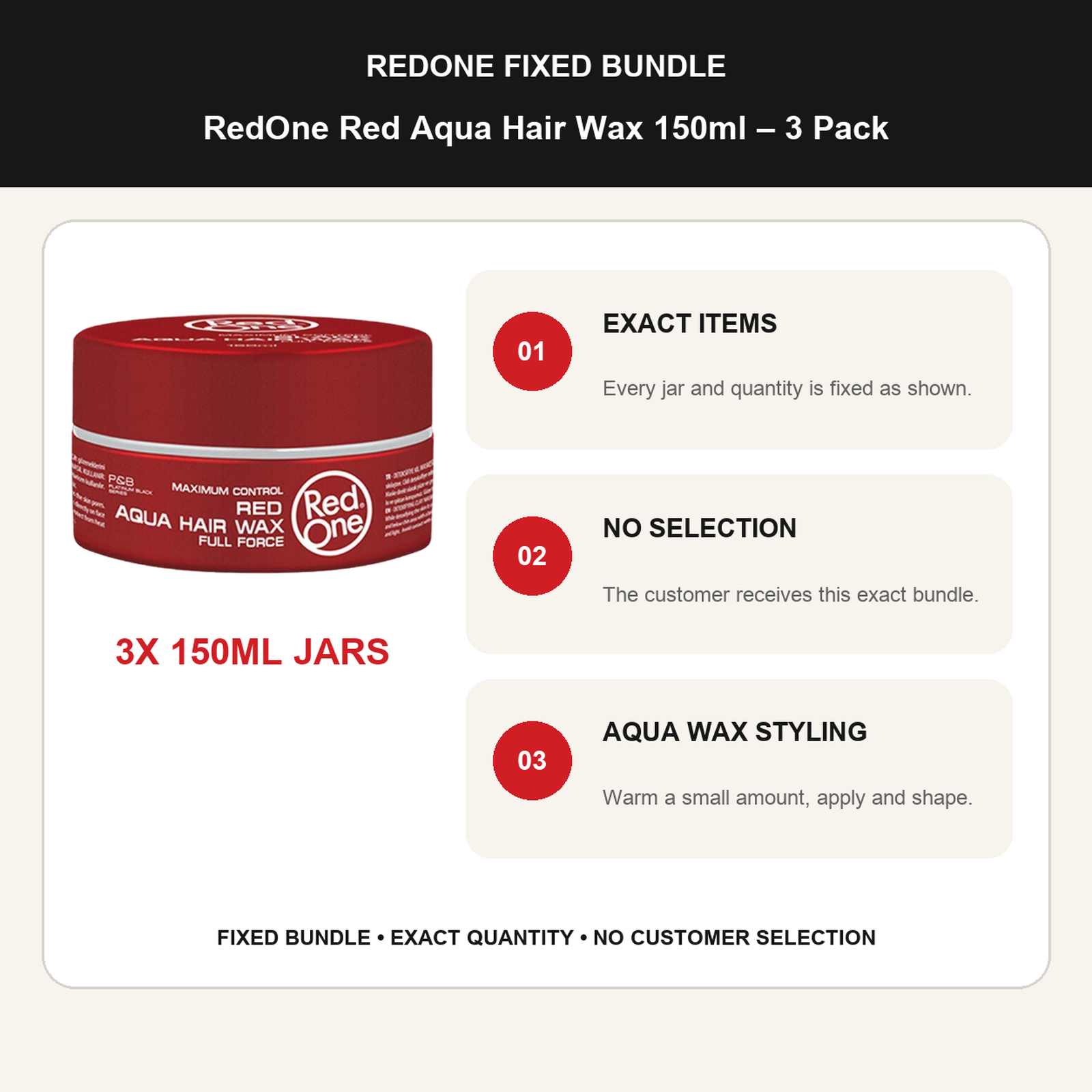 RedOne Red Aqua Hair Wax 150ml – 3 Pack fixed no-selection bundle details and styling guide