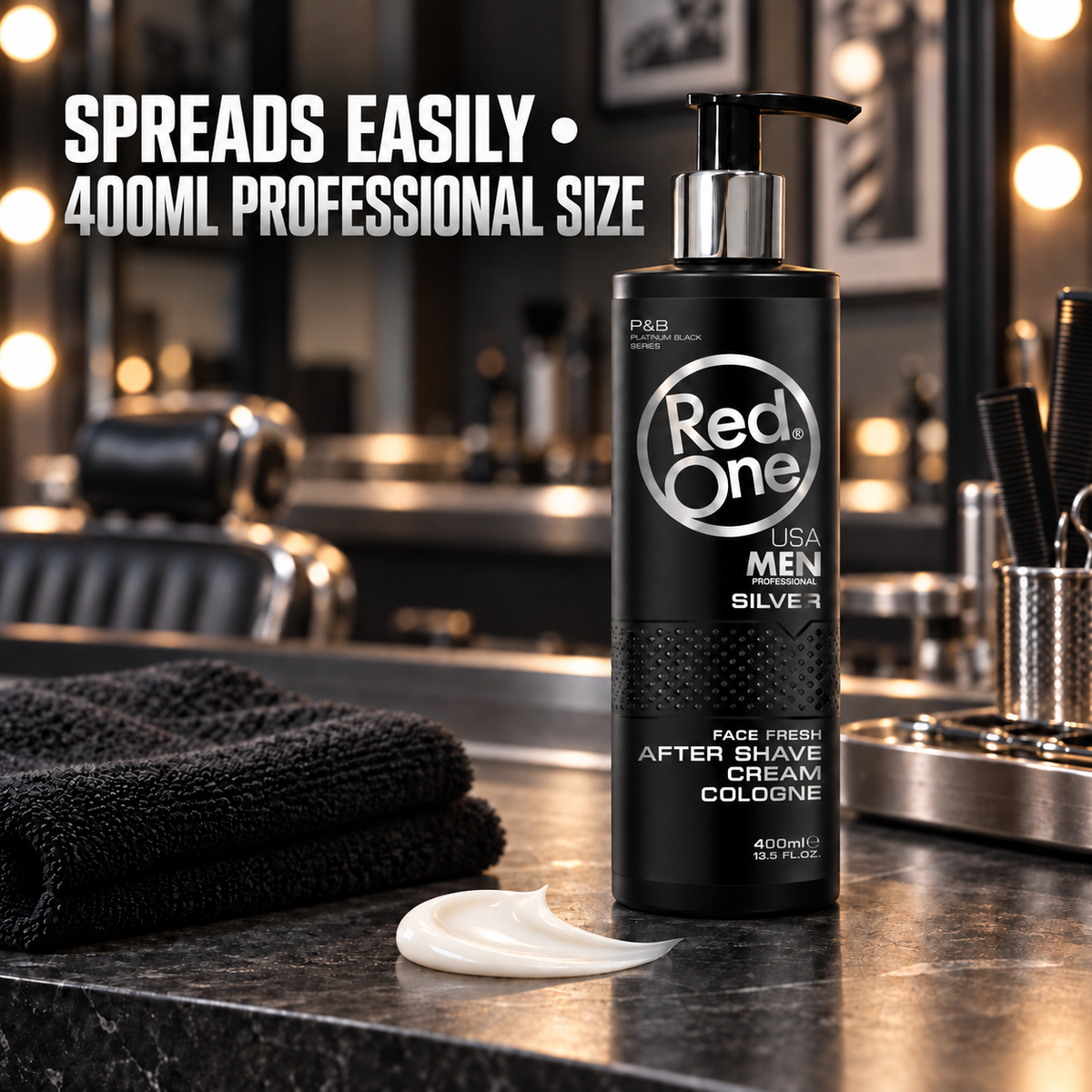 RedOne After Shave Cream Cologne Silver 400ml – cream formula spreads easily in a professional 400ml size