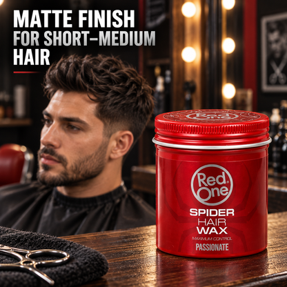 RedOne Spider Hair Wax Passionate 100ml – matte finish for short to medium hair in a barbershop
