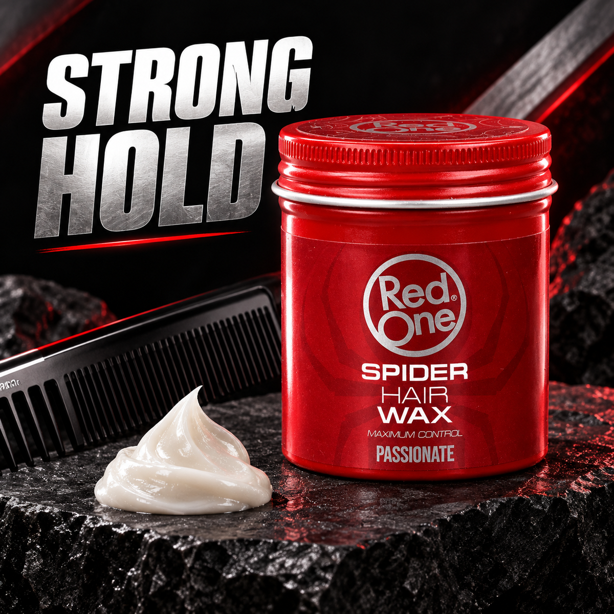 RedOne Spider Hair Wax Passionate 100ml – strong hold with red jar, styling comb and wax texture