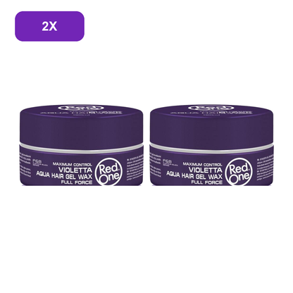 Two RedOne Violetta Aqua Hair Wax 150ml jars on a white background
