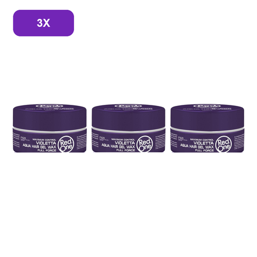 RedOne Violetta Aqua Hair Wax 150ml – 3 Pack showing all 3 exact RedOne 150ml wax jars on white background