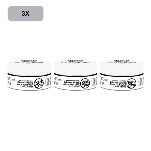 RedOne White Aqua Hair Wax 150ml – 3 Pack showing all 3 exact RedOne 150ml wax jars on white background