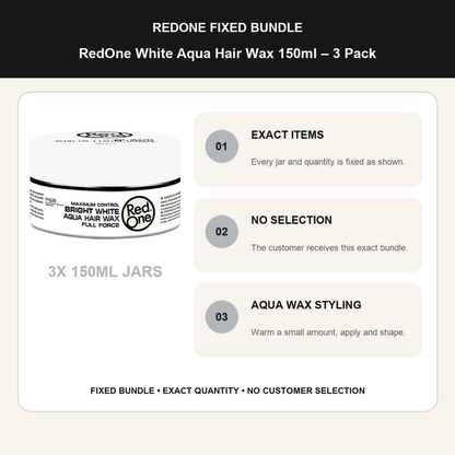 RedOne White Aqua Hair Wax 150ml – 3 Pack fixed no-selection bundle details and styling guide