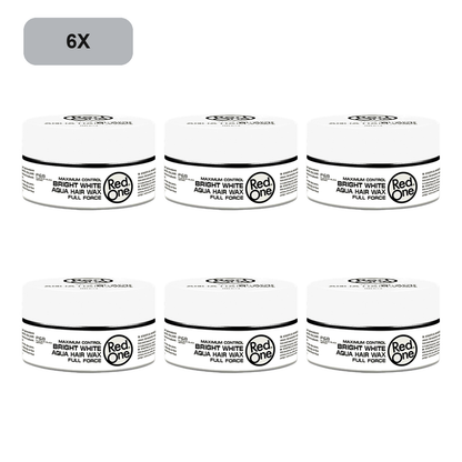 RedOne White Aqua Hair Wax 150ml – 6 Pack showing all 6 exact RedOne 150ml wax jars on white background