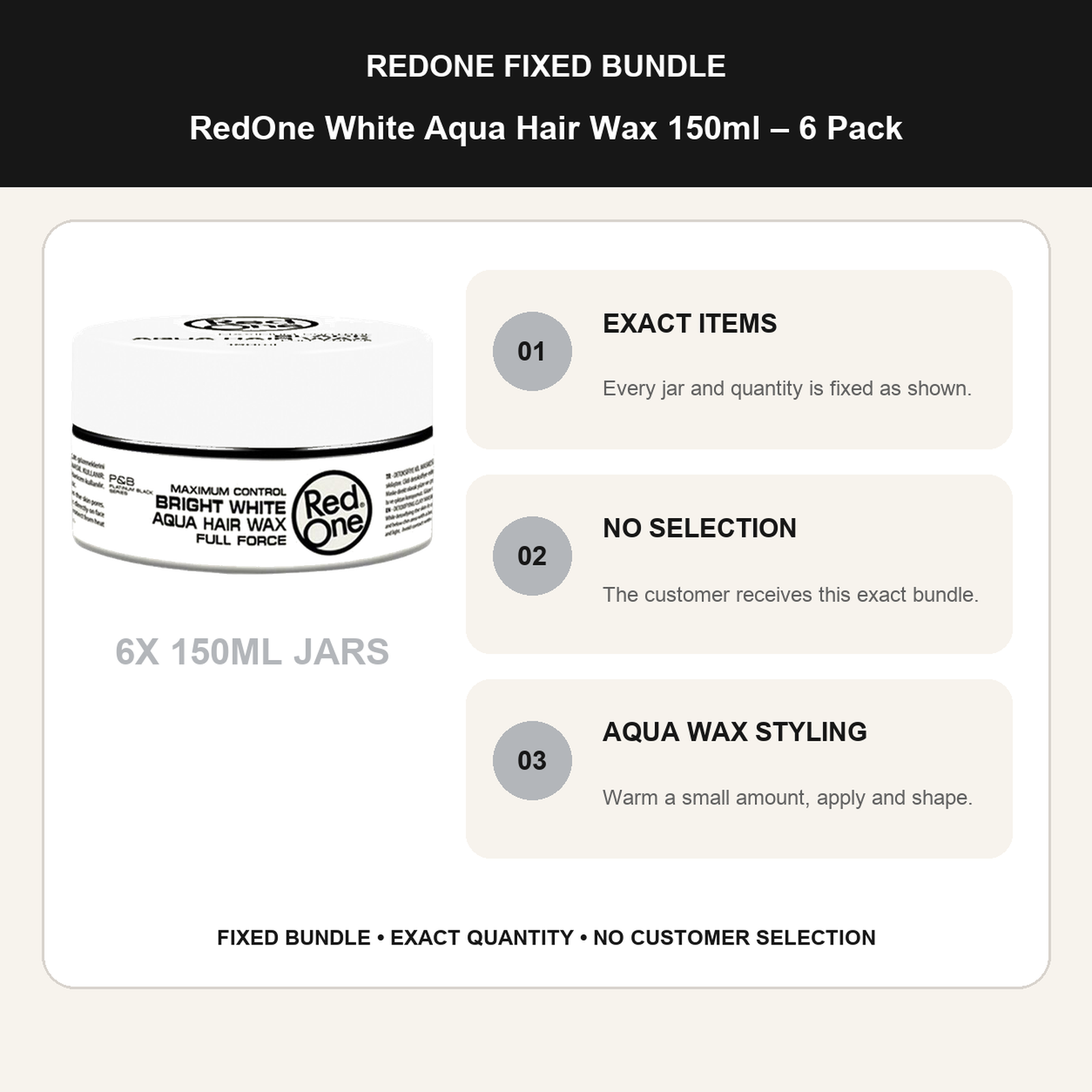 RedOne White Aqua Hair Wax 150ml – 6 Pack fixed no-selection bundle details and styling guide