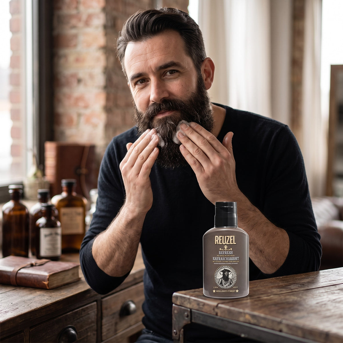 Reuzel Refresh No Rinse Beard Wash 100ml in use