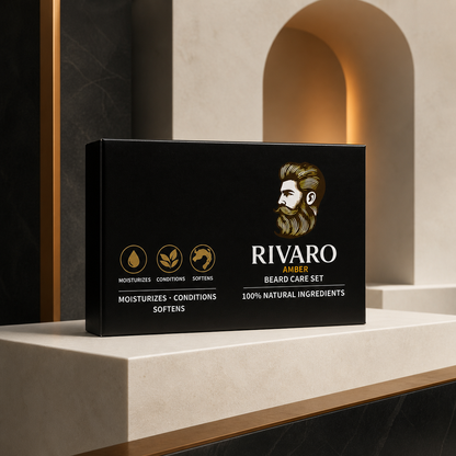 Rivaro Amber Beard Care Set premium product hero