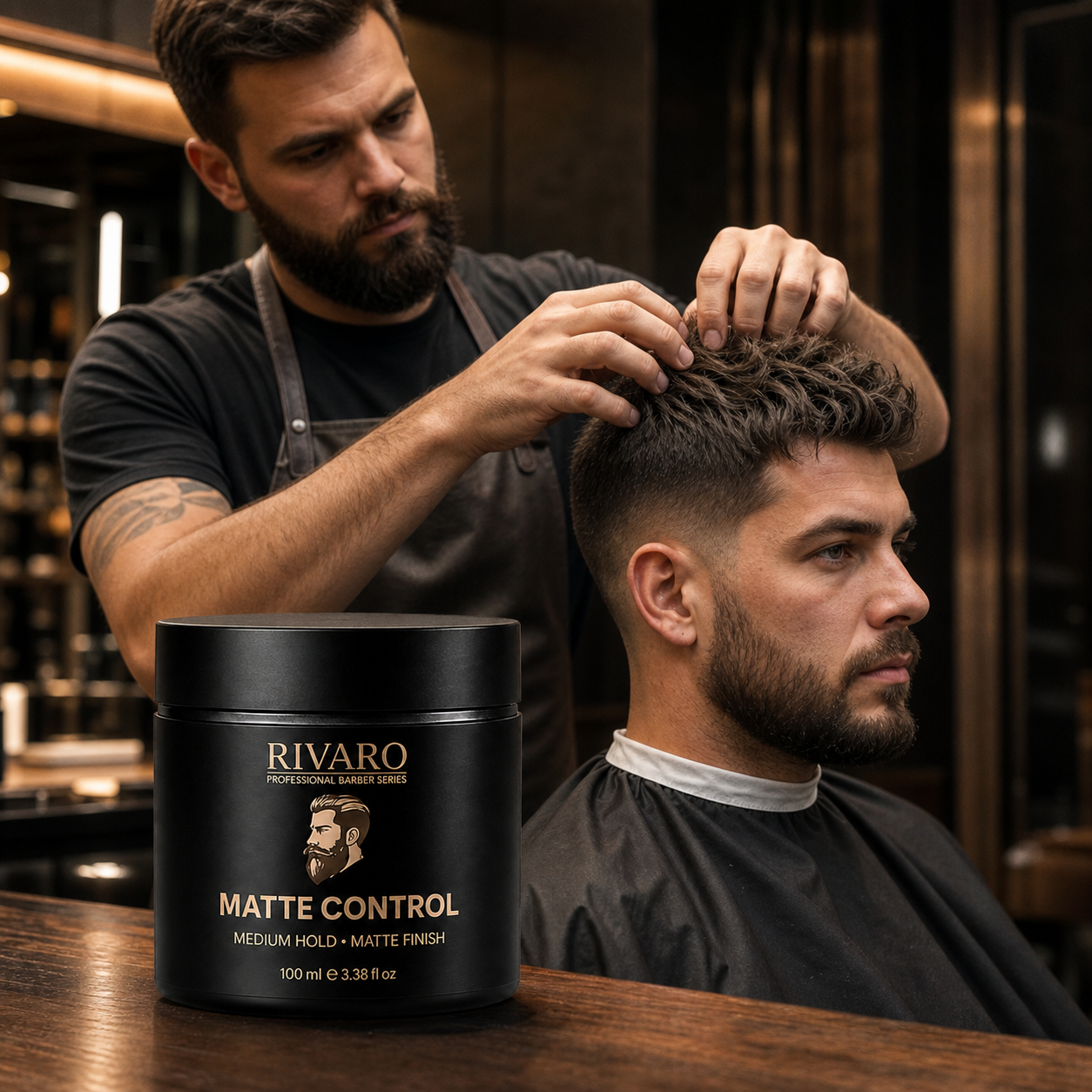 Rivaro Matt Control Wax 100ml barbershop lifestyle