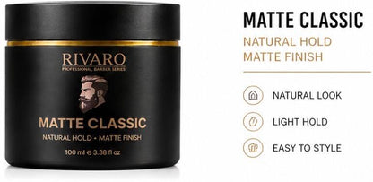 Rivaro Matte Classic Wax 100ml natural hold and matte finish