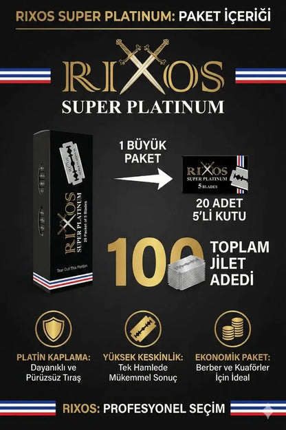RIXOS Super Platinum 100 Pack contents: 20 packets of 5 blades