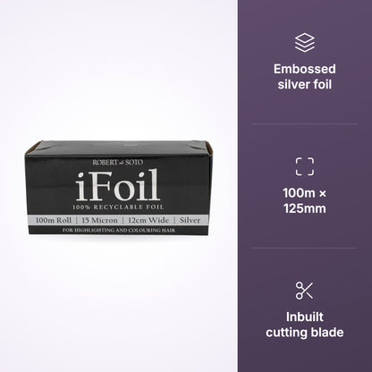 Robert de Soto iFoil 100m silver foil roll product benefits graphic