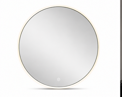 Round 90 x 90 cm LED mirror on white background