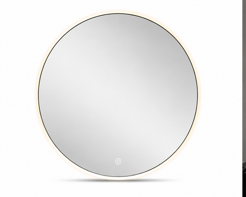 Round 90 x 90 cm LED mirror on white background