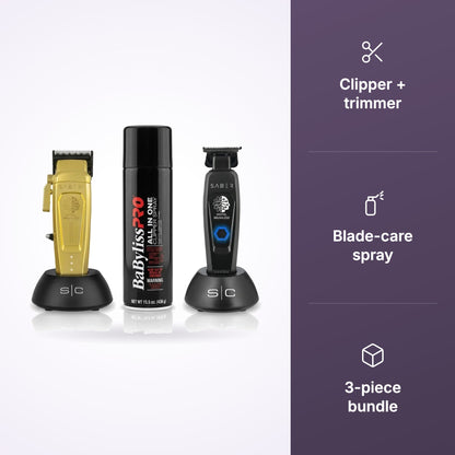 StyleCraft Saber 2.0 Clipper, Precision Pro Trimmer & BaBylissPRO Spray Bundle