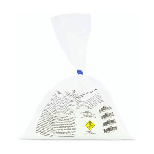 Salon & Co Powder Bleach 500g bag, back view with directions and barcodes