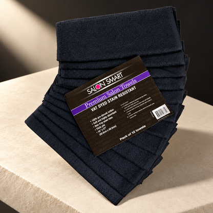 Salon Smart Premium Towels Black 12pc — studio product photograph