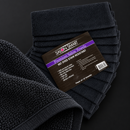 Salon Smart Premium Towels Black 12pc — close-up product detail