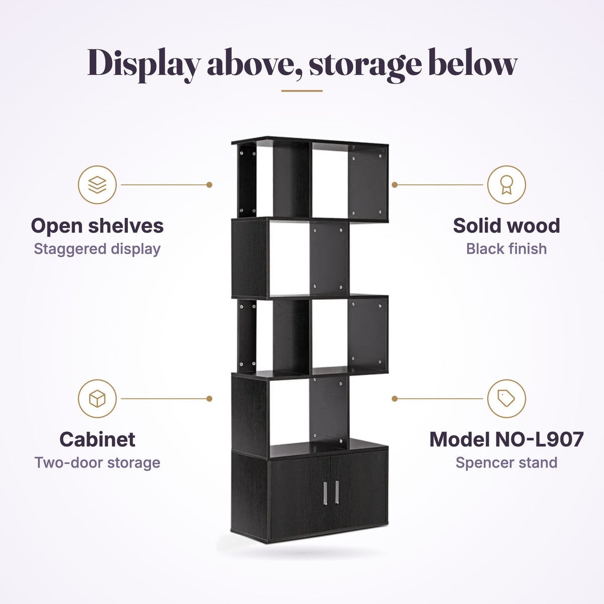 Spencer Display Stand with Cabinet black, view 5