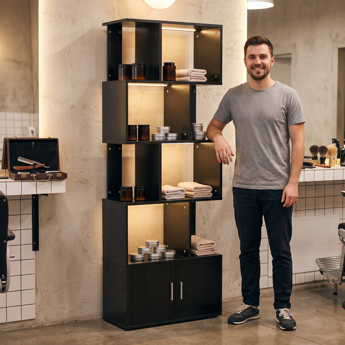 Spencer Display Stand with Cabinet black, view 6