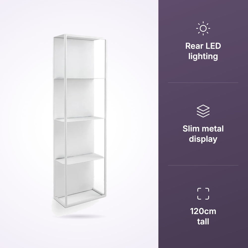Stan Metal Display Shelf with Back LED Light White, view 3