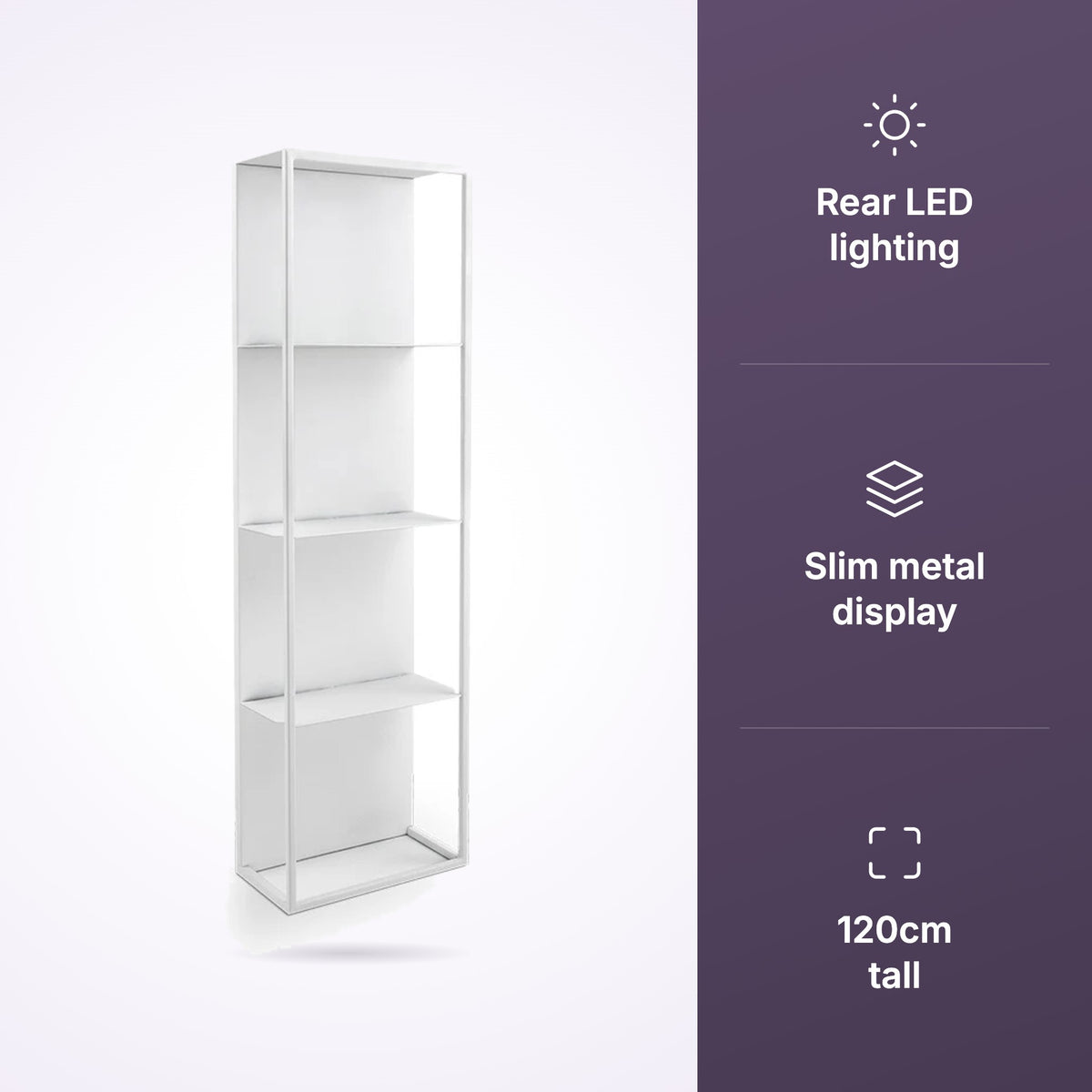 Stan Metal Display Shelf with Back LED Light White, view 3