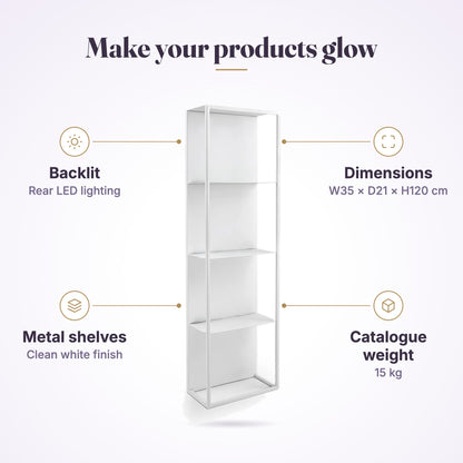 Stan Metal Display Shelf with Back LED Light White, view 5