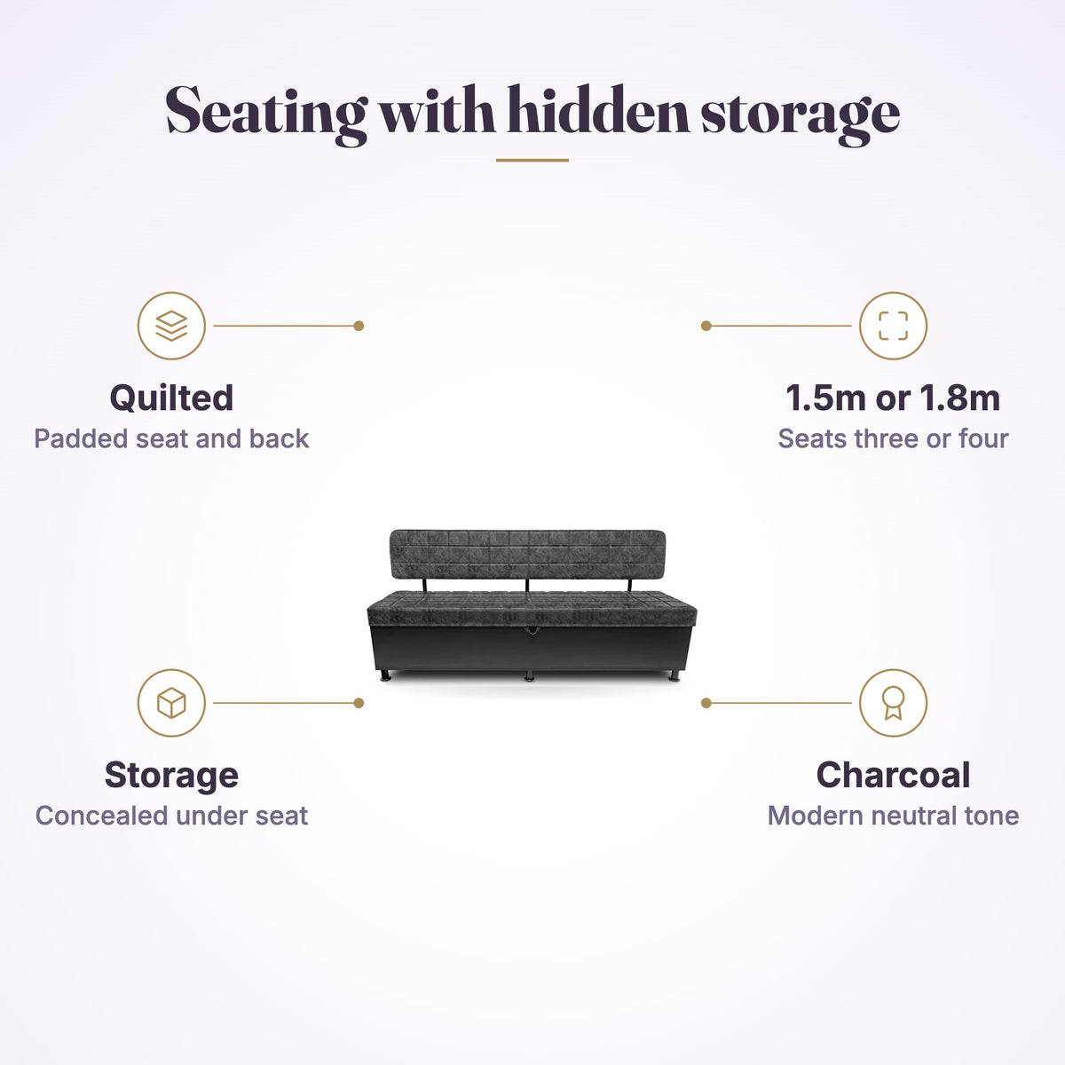 Storij Waiting Lounge with Storage Charcoal 1.5m, view 4